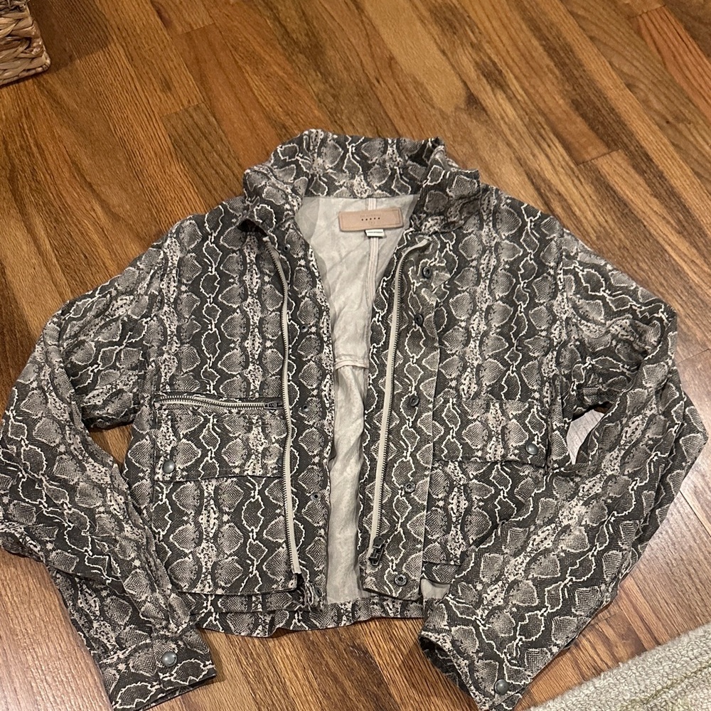Blank NYC Black and Gray Snake Print Bomber Jacket